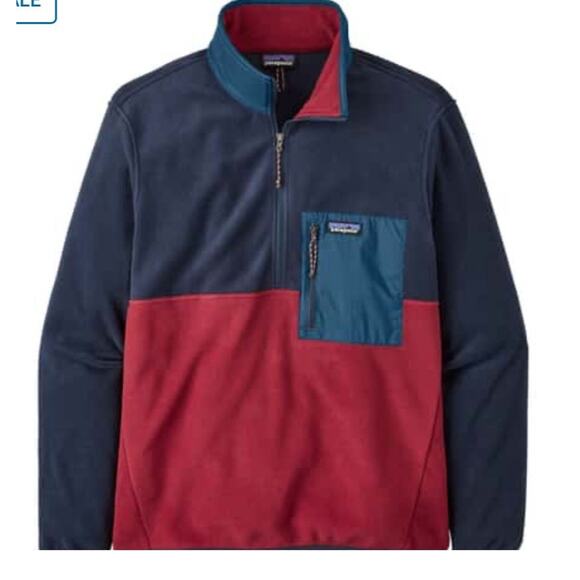Patagonia Men's Microdini 1/2 Zip Pullover Navy/Red Size XL MSRP: $129.00 - Picture 1 of 6
